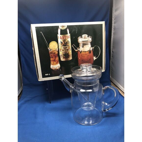 Clear Glass Martini Cocktail Pitcher with Stirrer 36oz Glass Factory  Vintage - Picture 2 of 6